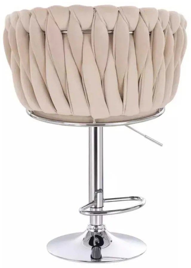 LuxuryForm DESIGN Barová stolička NORDEN VELUR na striebornom tanieri - krémová