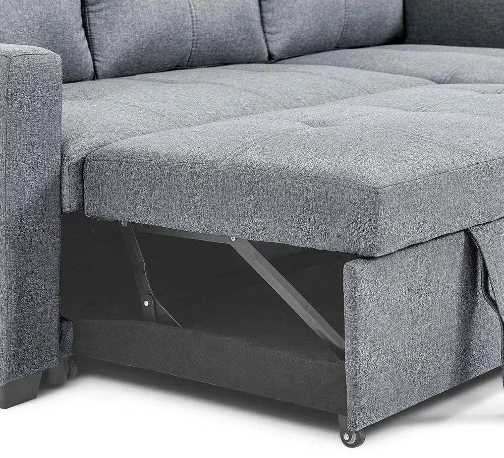 Univerzálna rohová rozkladacia sedacia súprava Catini PORTIVA s úložným priestorom a USB sivá