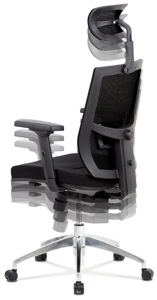 Kancelárska ergonomická stolička LEON — sieť/látka, čierna
