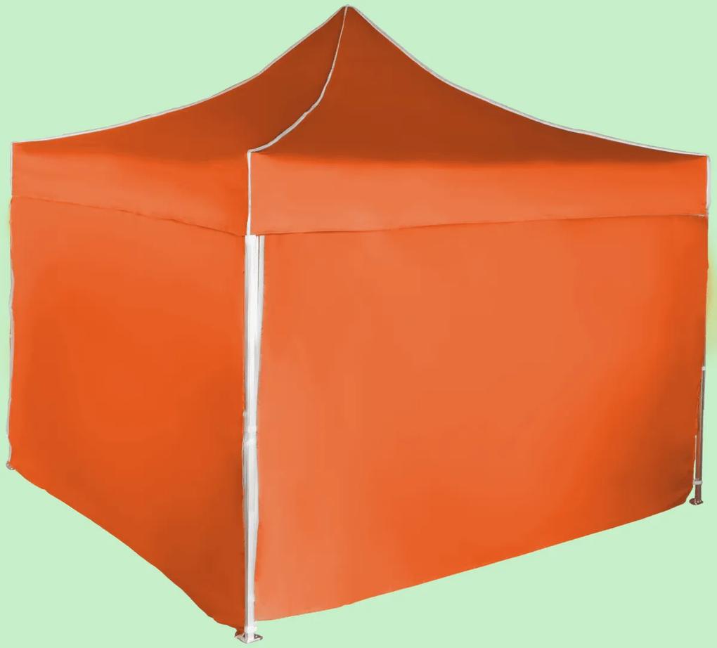 Rýchlorozkladací nožnicový stan 3x3m – hliníkový, 4 bočné plachty, Oranžová