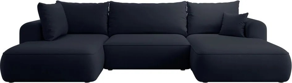 Rohová sedacia súprava v tvare U Olivo U (L) (modrá čierna)