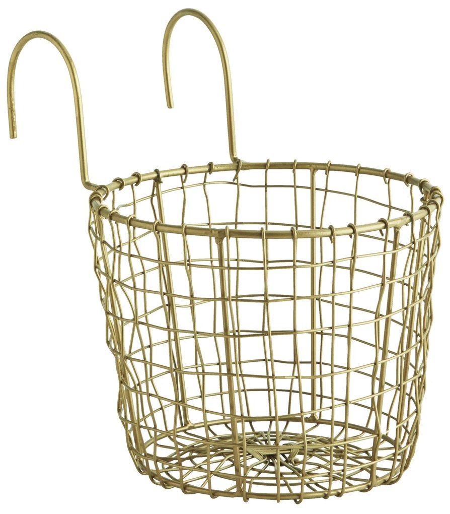 MADAM STOLTZ Závesný drôtený obal na kvetináč / košík Antique Brass