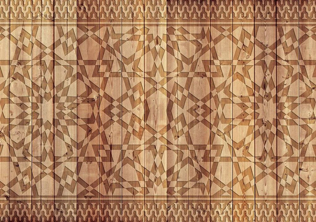 Fototapeta - Ornament na drevené dosky (254x184 cm)