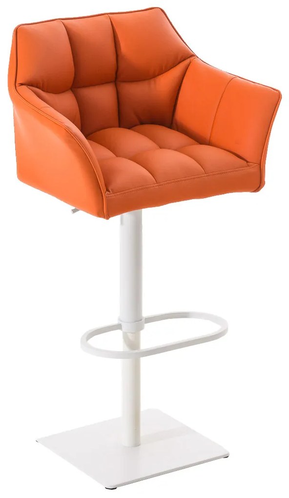 Barová stolička Damas W1 ~ koženka, biely rám - Oranžová