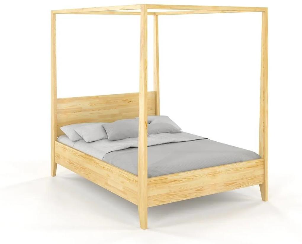 drevko Masívna posteľ s baldachýnom Canopy borovica - biela Rozmer postele: 120 x 200 cm