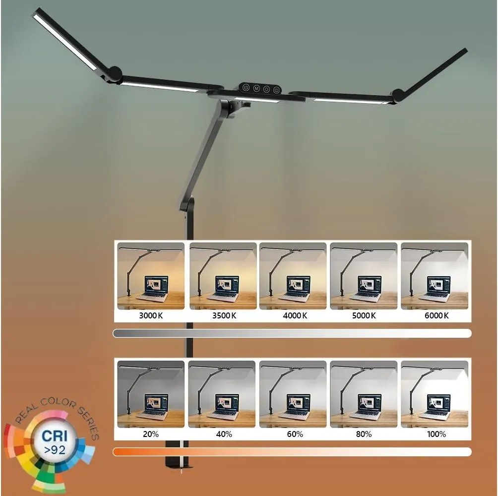 LED Stmievateľná flexibilná stolná lampa LED/24W/230V 3000-6500K CRI 92 čierna