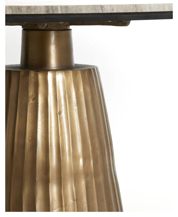 Okrúhly jedálenský stôl v bronzovej a prírodnej farbe s doskou v dekore mramoru ø 100 cm Rianne – Light & Living