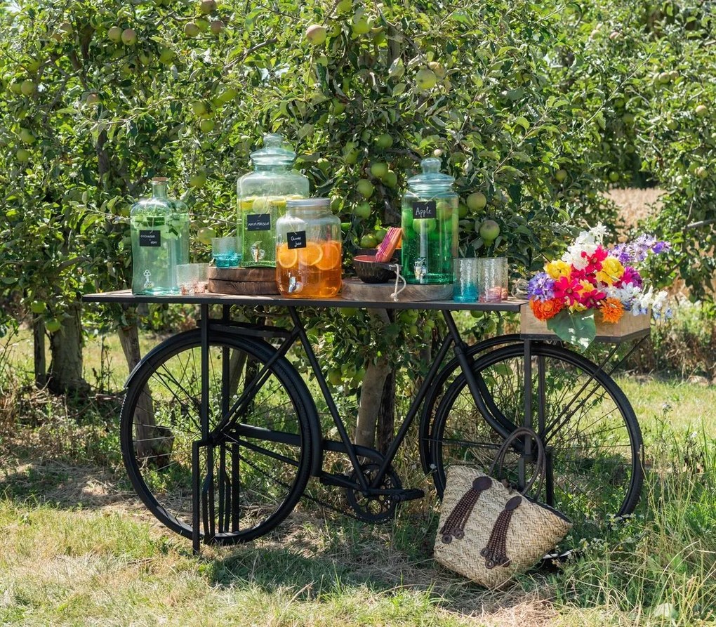 Čierny konzolový stolík retro kolo Bicycle - 190 * 36 * 84cm
