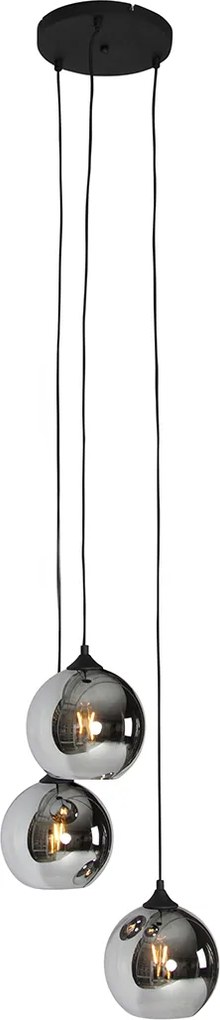 Inteligentné závesné svietidlo čierne s dymovým sklom vrátane 3 Wifi A60 - Wallace