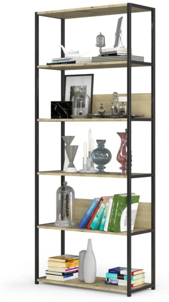 Regál LOFT 80 cm černý/dub artisan