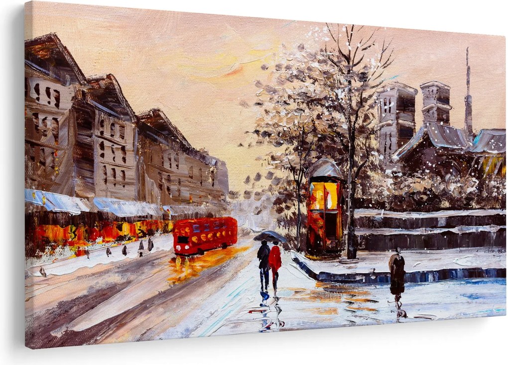 Obraz - Maľba zimného mesta (90x60 cm)