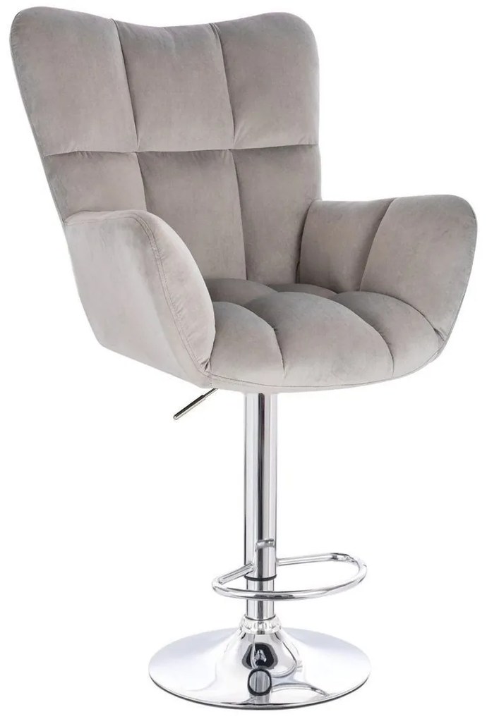 LuxuryForm DESIGN Barové kreslo AURORA VELUR na striebornom tanieri - svetlosivé