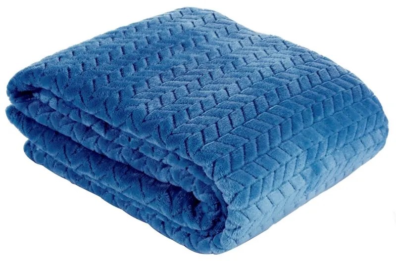 EUROFIRANY Klasická deka z vlákna príjemného na dotyk 220 cm x 200 cm tmavomodrá 100 % polyester