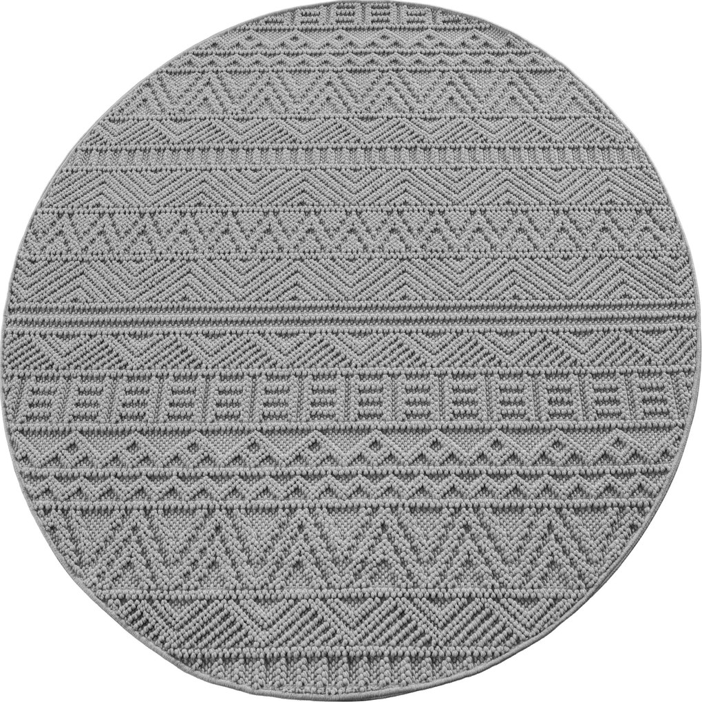 Ayyildiz, Kusový koberec Helix 2202 silver kruh, 80x80, šedá, chodba / predsieň