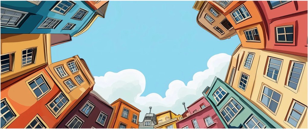 Obraz - Medzi domami (120x50 cm)