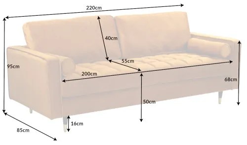Sedacia súprava 41072 220cm Cozy - Zamat Žltá  - Komfort-nábytok