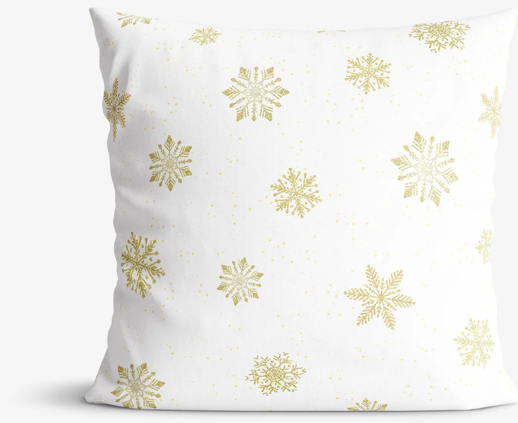 Goldea dekoračná obliečka na vankúš - zlaté snehové vločky 50 x 50 cm