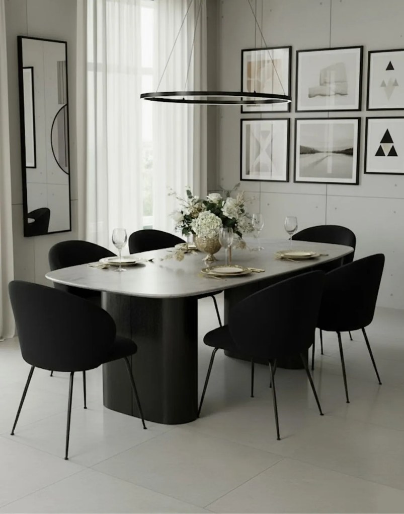 Jedálenská stolička Ganta Black, čierny zamat