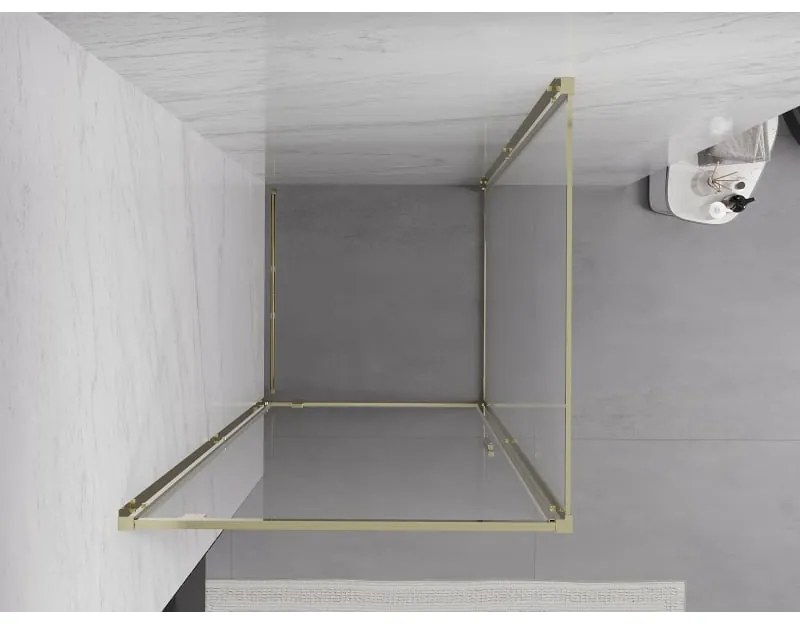 Mexen Exo, výklopný sprchový kút 80 x 80 cm, číre sklo, zlatá, 8181-080-080-50-00