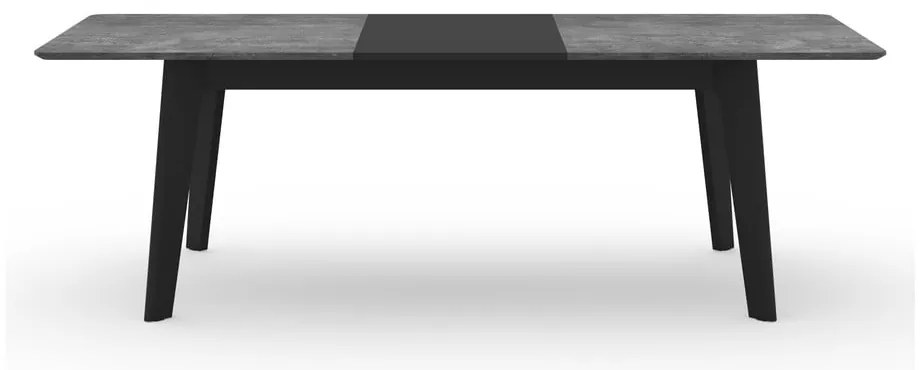 Čierny rozkladací jedálenský stôl s doskou v dekore betónu 100x180 cm Shadow – TemaHome