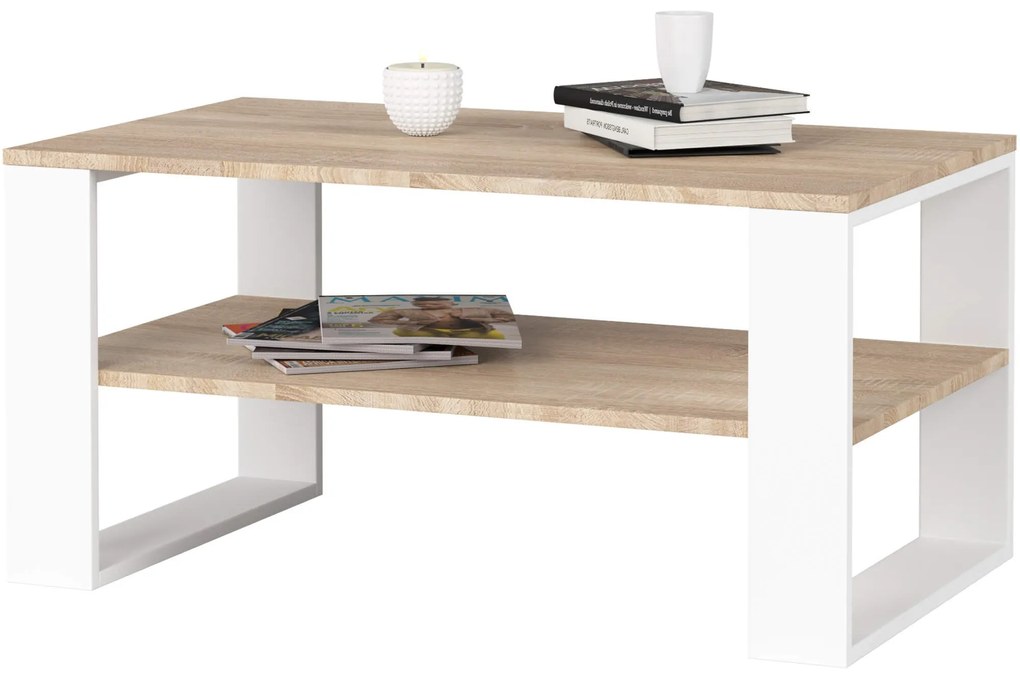 Konferenčný stolík DOMI II dub sonoma/biely