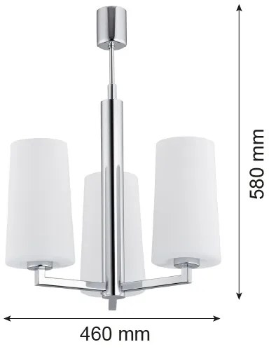 Argon 1224 - Luster na tyči CAMELOT 3xE27/15W/230V lesklý chróm