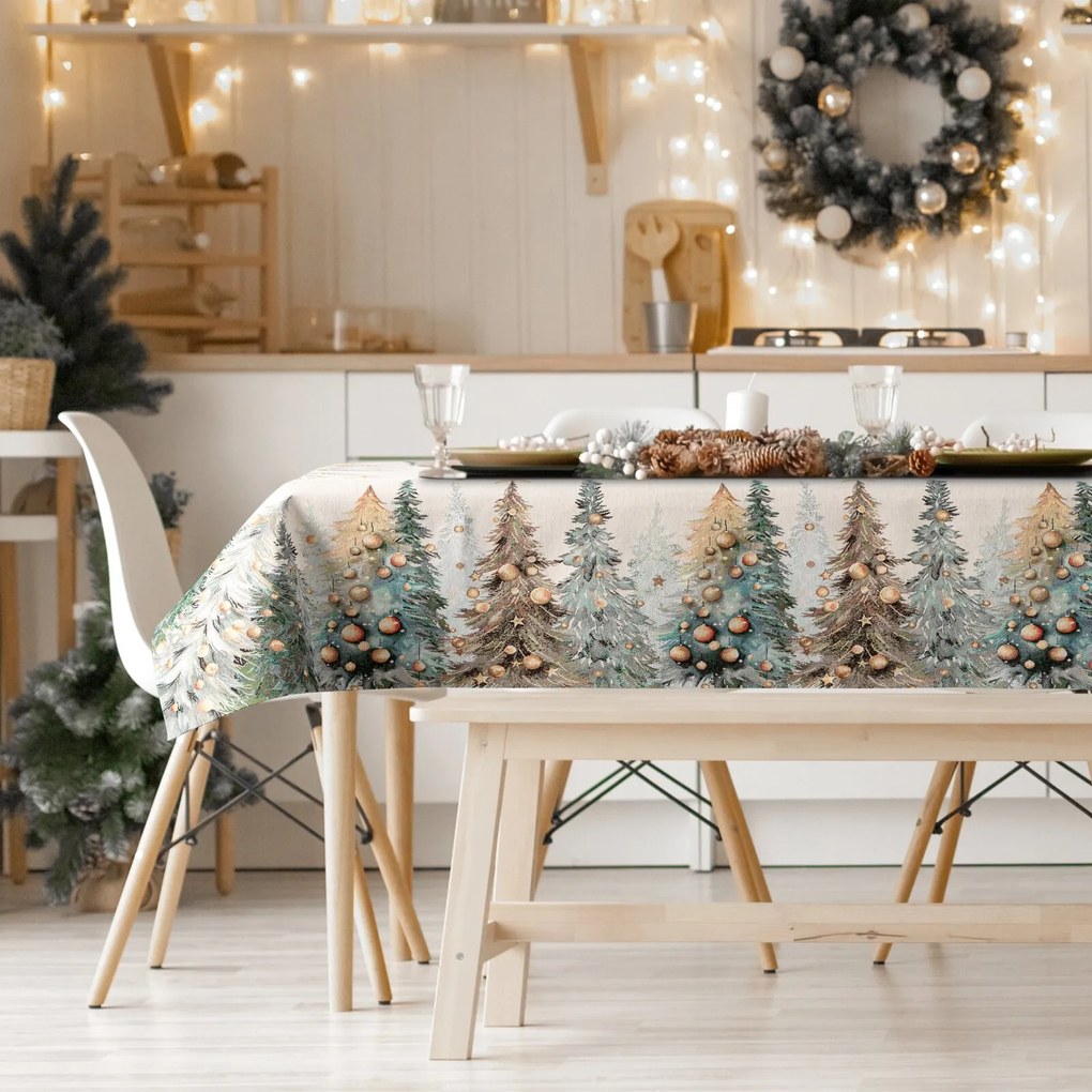 VIANOČNÝ GOBELÍNOVÝ OBRUS FOREST 140X180 CM VZOROVANÝ