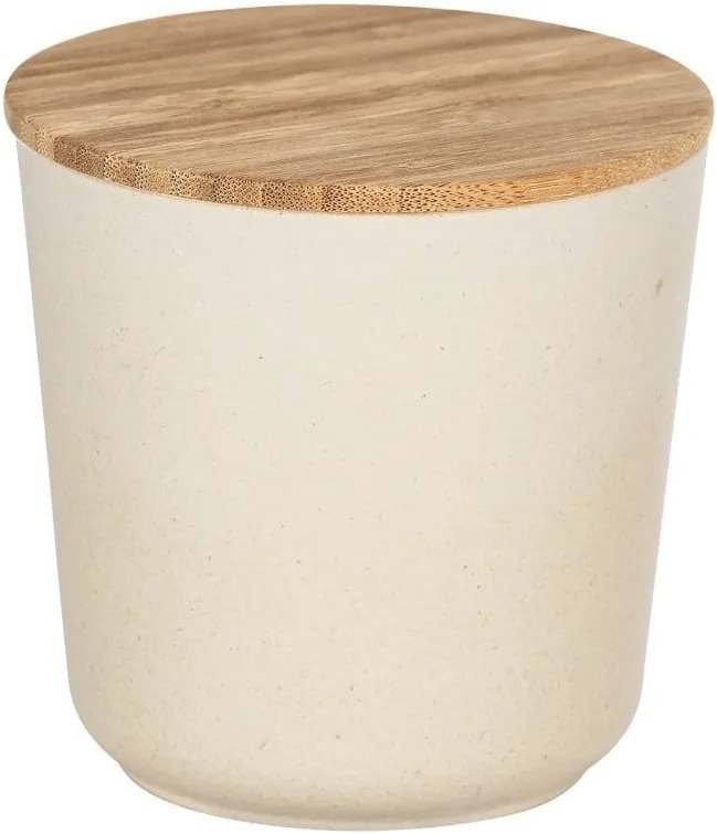 Béžový úložný box s bambusovým vekom Wenko Bondy, 500 ml
