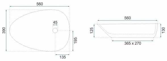 REA-U8536 - Umývadlo na dosku GRETA 39x56 cm keramika/lesklá biela