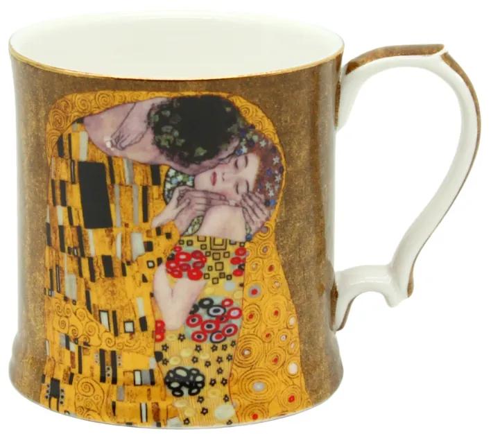 HOME ELEMENTS Porcelánový hrnček 360 ml, Klimt Bozk zlatý