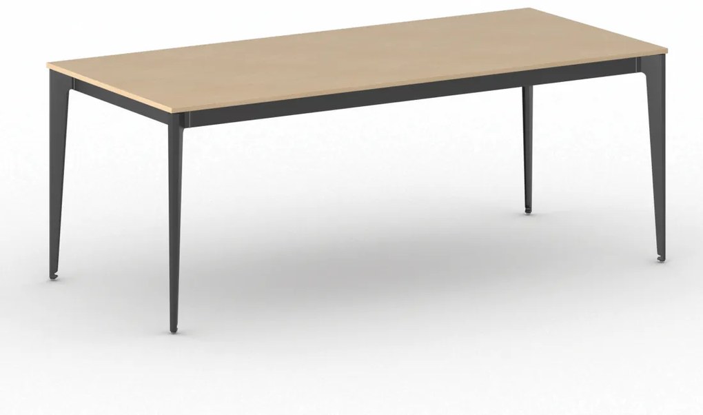 Kancelársky stôl PRIMO ACTION, čierna podnož, 2000 x 900 mm, buk