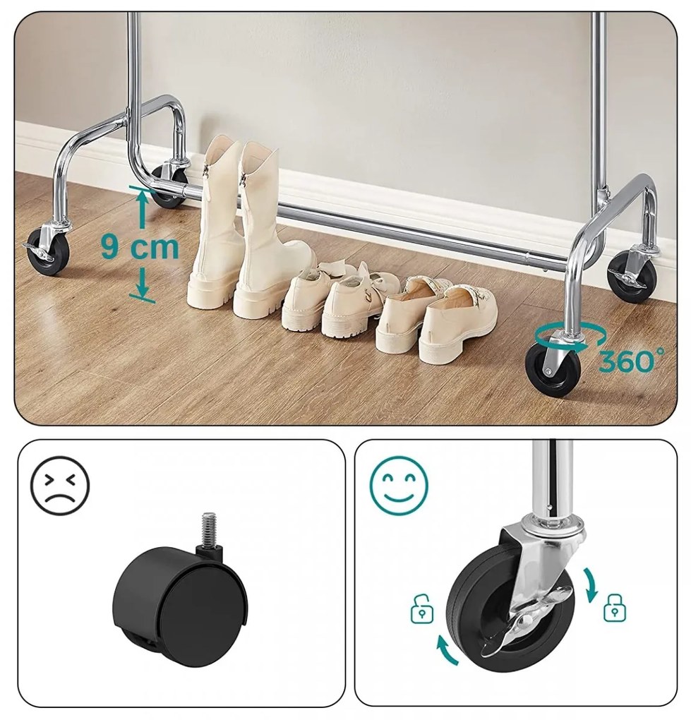 Stojan na kolieskach HARUN chróm