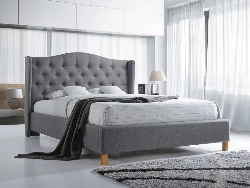 Čalúnená posteľ ASPEN 160x200 cm sivá Matrac: Bez matrace