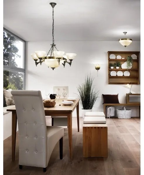 EGLO 85858 - Luster na reťazi MARBELLA 9xE14/60W alabastrové sklo