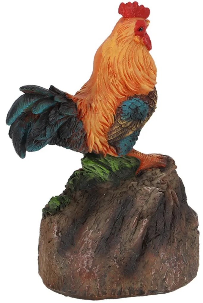 Záhradná figúrka z polyesterovej živice Rooster, 11,4 cm, viacfarebná