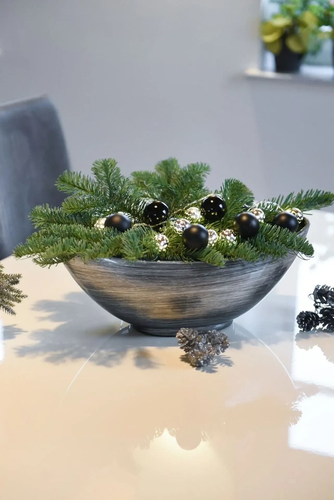 Strieborná miska MONDANA, sklolaminát, šírka 39 cm, strieborno-čierna