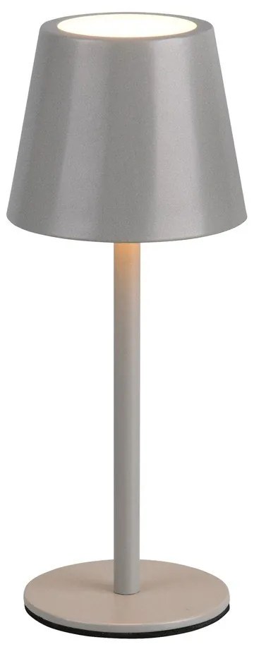 Sivá LED stolová lampa s kovovým tienidlom (výška 21 cm) Diaz – Trio