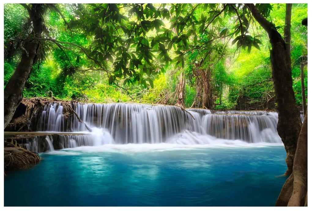 Gario Fototapeta Číry vodopád v džungli Veľkosť: 268 x 240 cm, Materiál: Vliesová