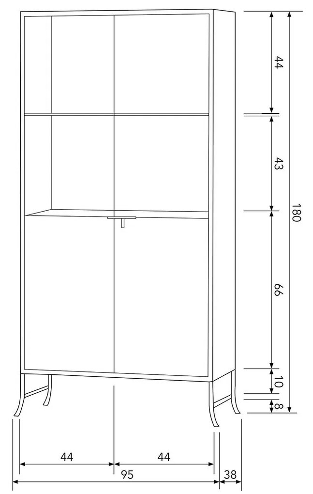 Sklenená vitrína Fossil 180 × 95 × 38 cm