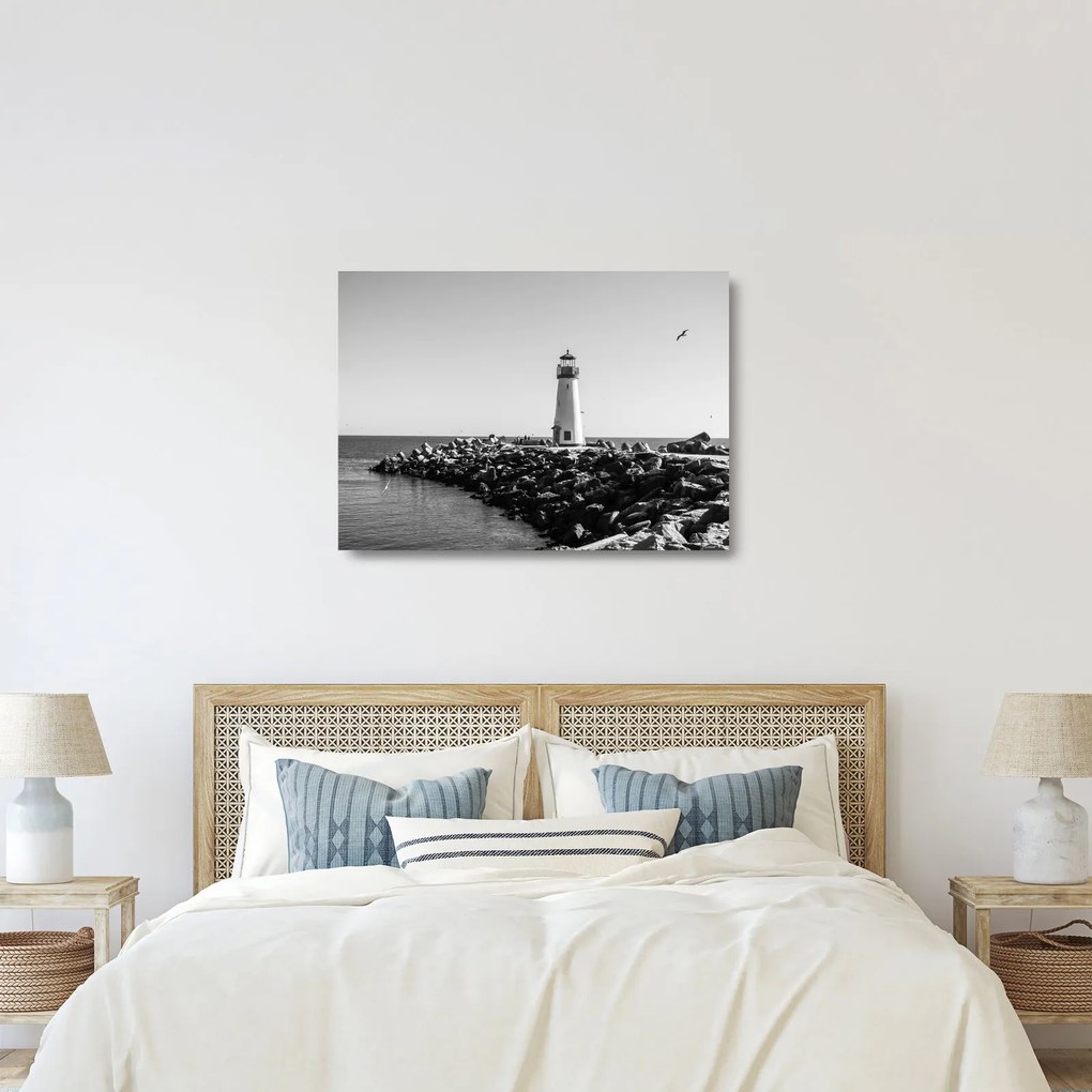 Sklenený obraz - Maják na pobreží, Santa Cruz, Kalifornia (70x50 cm)