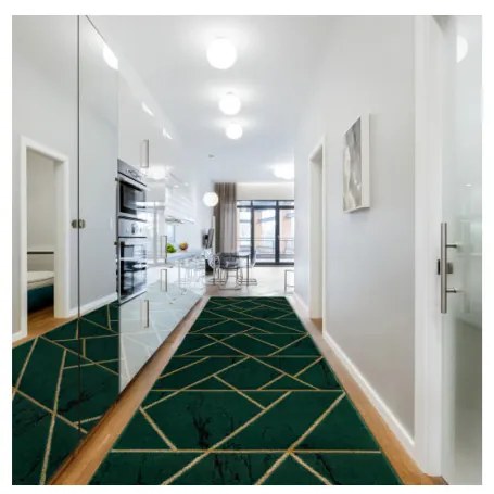 Behúň EMERALD exkluzívny 1012 glamour, marmur, geometrický zelený / zlatý - Výpredaj