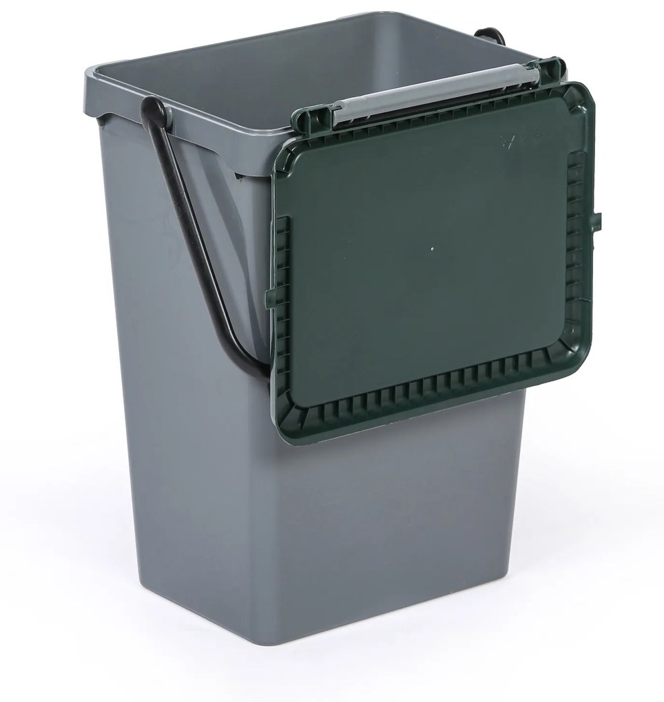 Plastový odpadkový kôš na triedenie odpadu, sivá + tmavo zelená, 35 l