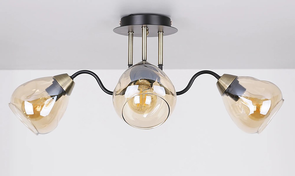 Candellux Čierno-zlaté stropné svietidlo Unica pre žiarovku 3x E27 33-00880