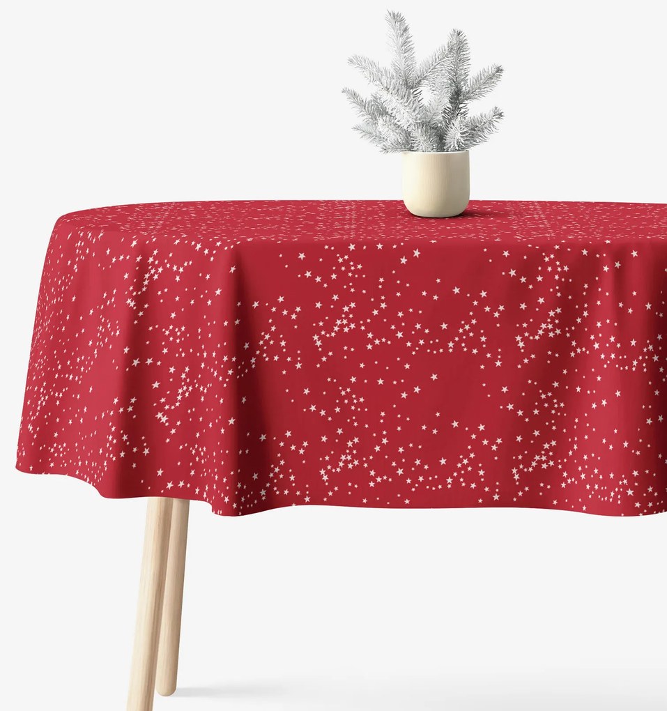 Goldea oválny obrus valencia - hviezdičky na červenej 140 x 200 cm