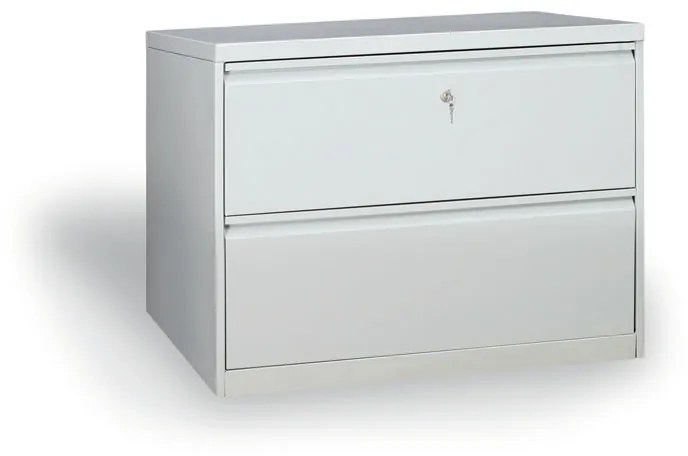 Dvojradová kovová kartotéka A4, 2 zásuvky, demontovaná, sivá