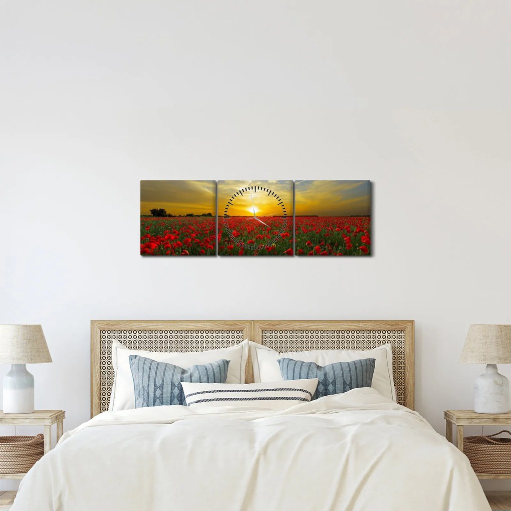 braz poľa vlčích makov (s hodinami) (90x30 cm)
