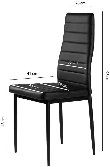 Sada 4 jedálenských stoličiek, eko-koža, čierna