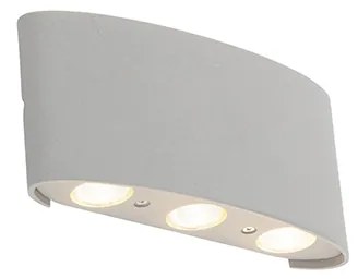 Dizajnové vonkajšie nástenné svietidlo strieborné vrátane LED 6 svetiel - hlúpe
