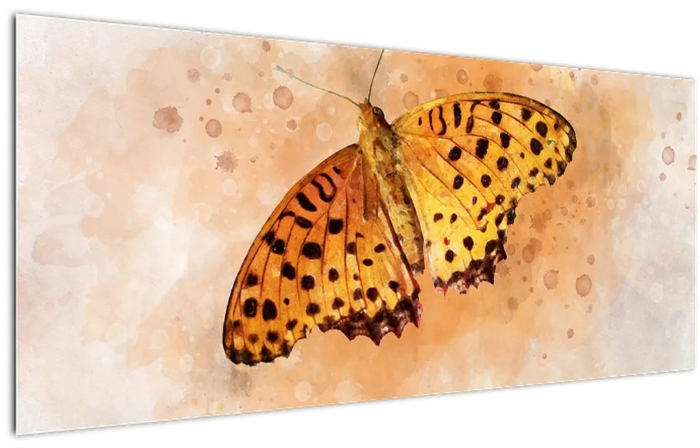 Obraz - Oranžový motýľ, aquarel (120x50 cm)