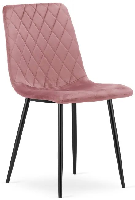 Set štyroch jedálenských stoličiek TURIN zamatový ružový (čierne nohy) 4 ks